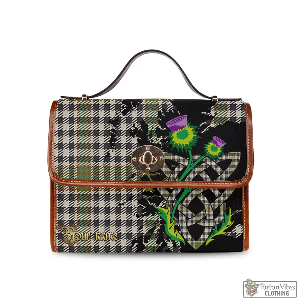 Burns Check Tartan Waterproof Canvas Bag with Scotland Map and Thistle Celtic Accents