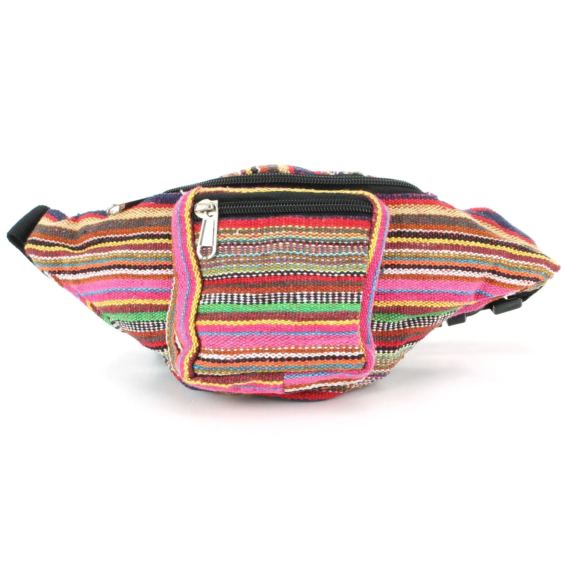 Canvas Bum Bag Money Belt Fanny Pack Pink & Multi Mix