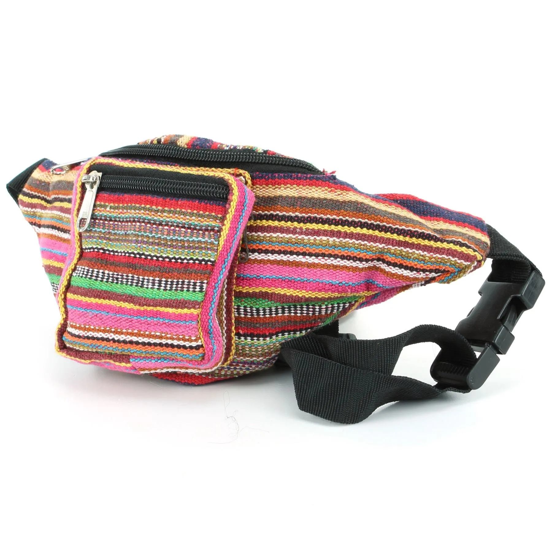 Canvas Bum Bag Money Belt Fanny Pack Pink & Multi Mix