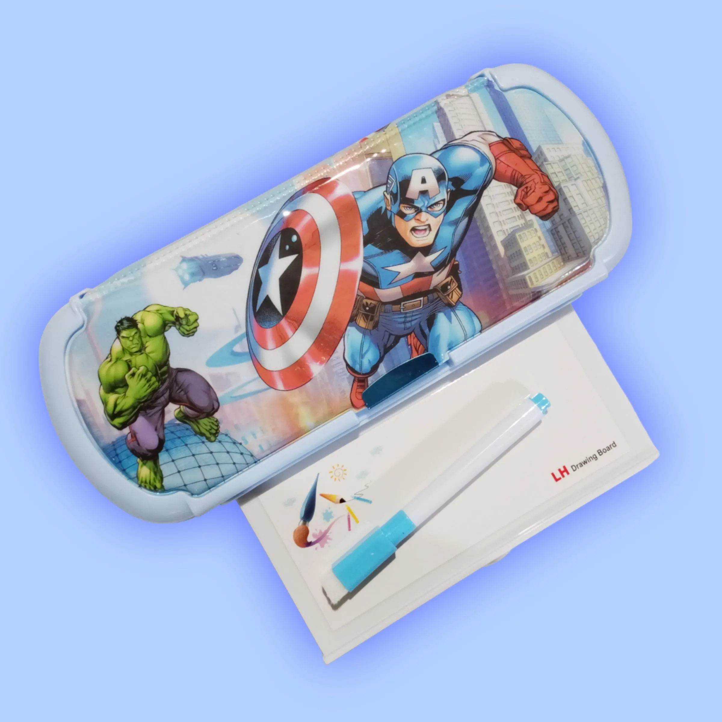 Captain America Character Pencil Box With Mini Drawing Board