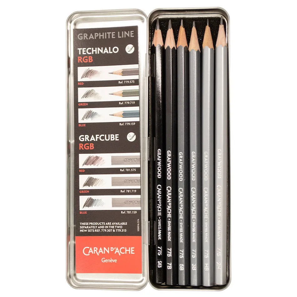 Caran d'Ache Graphite Line Grafwood Pencil Set of 6 Assorted