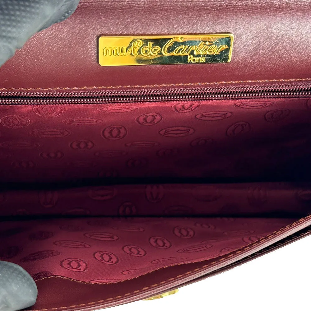 Cartier Must Line Leather Bordeaux Clutch Bag