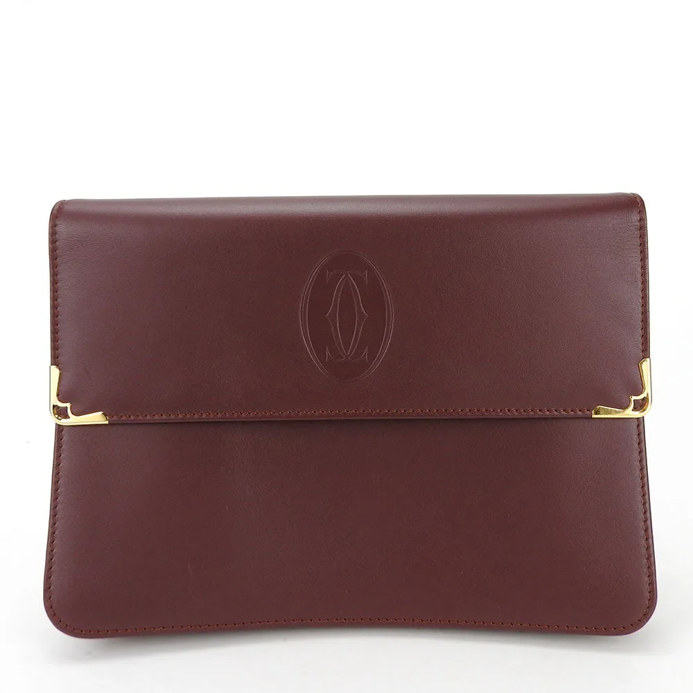 Cartier Must Line Leather Bordeaux Clutch Bag