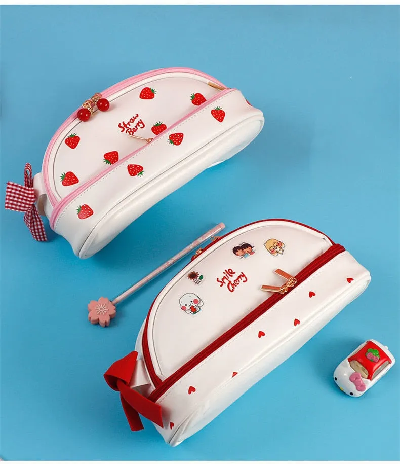 Cherry PU Kawaii Cherry Bear Pencil Case