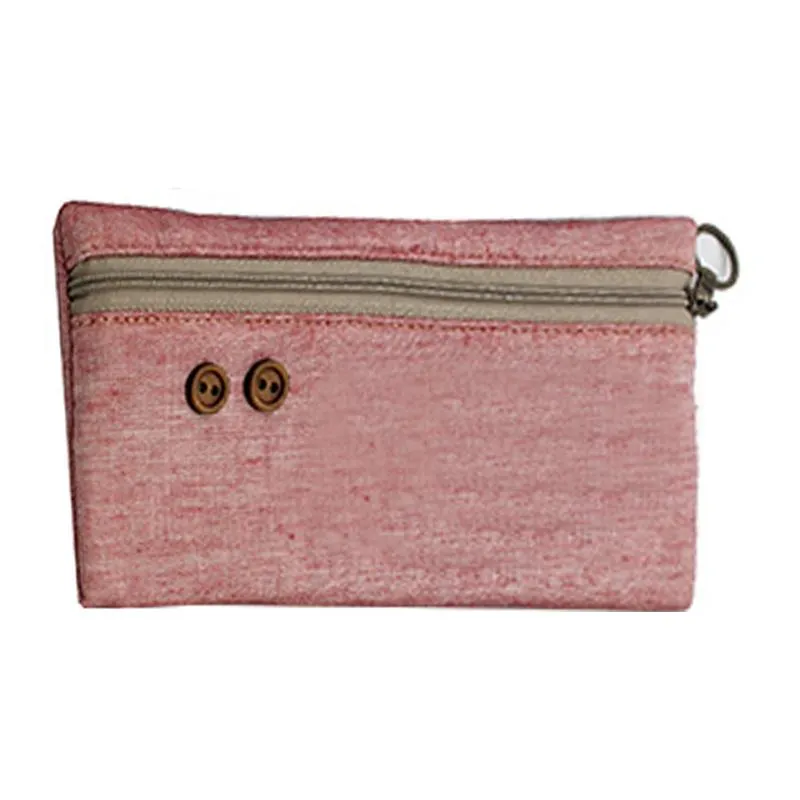 Cotton Pencil Case With Button Design