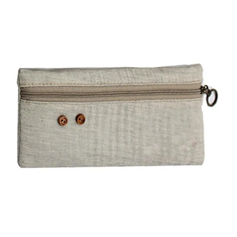 Cotton Pencil Case With Button Design