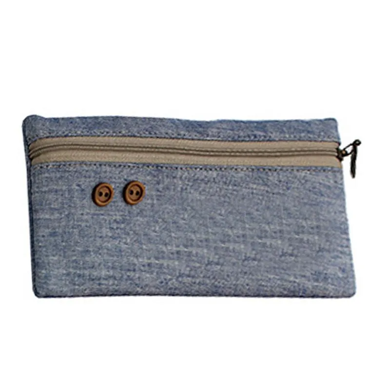 Cotton Pencil Case With Button Design