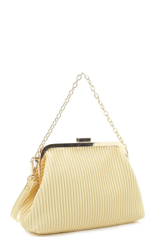 Cream Fashion Line Pattern Smooth Crossbody Bag