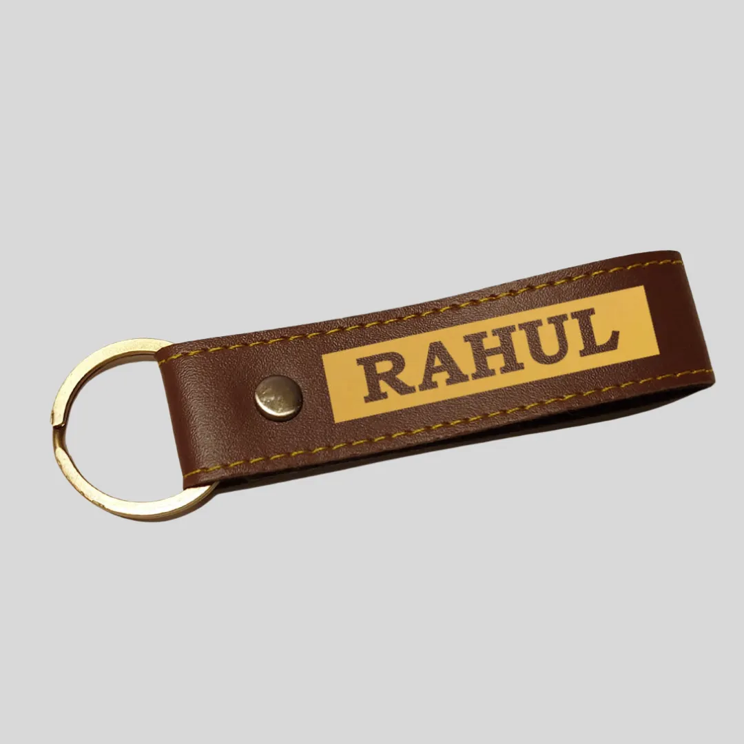 Custom Keychains PU Leather for Car Home Bike Keys - Add Name