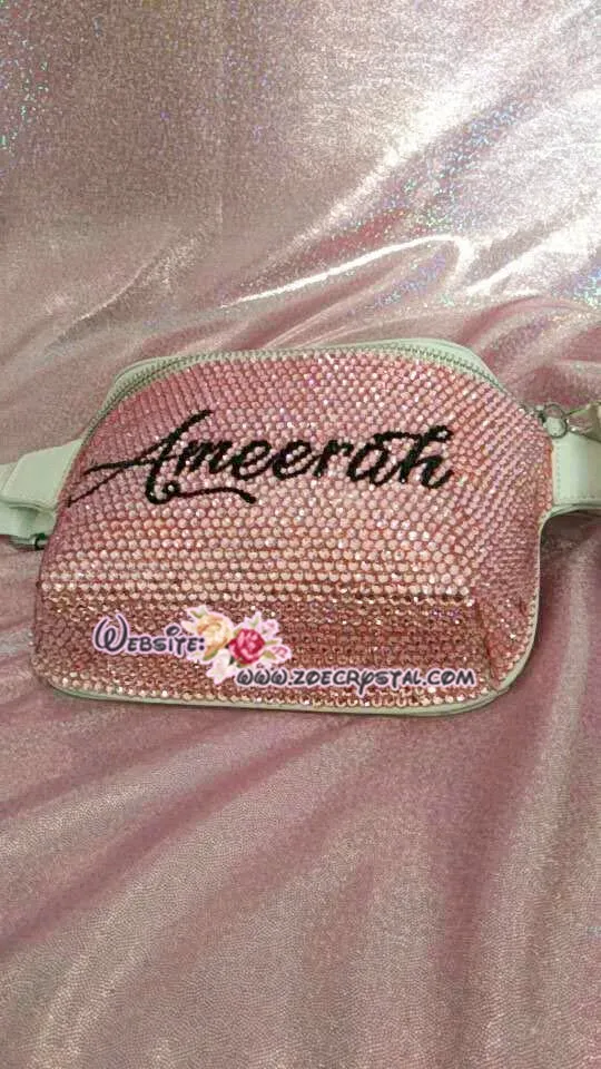 Customize Your BELT BAG Swarovski /Rhinestones BLING with Your Favorite Name, Initial or Nba Nfl  Mlb Logo Fanny Pack, Waist Bag, Hip Bag