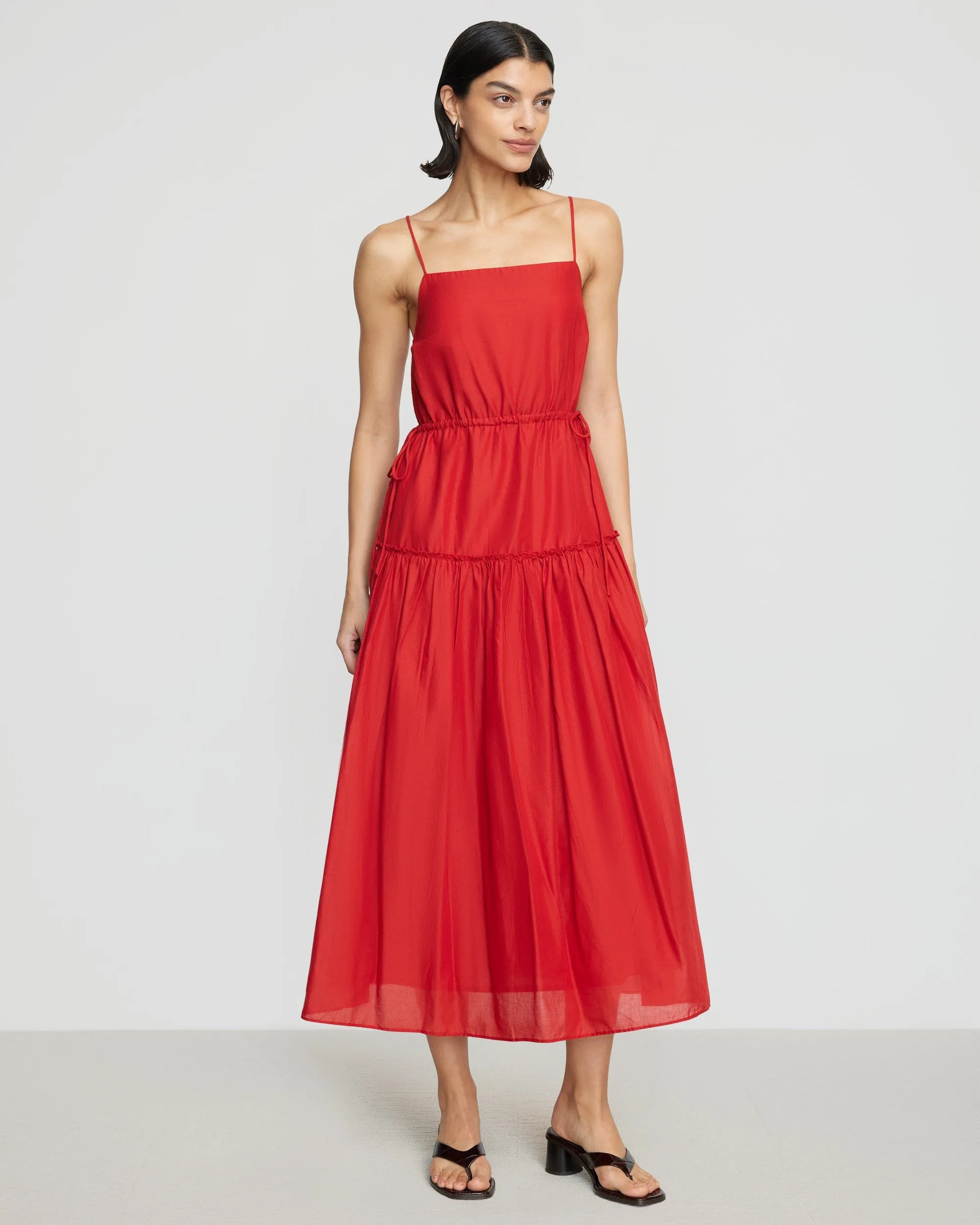 Dalia Tie-Waist Tiered Dress