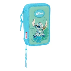 Double Pencil Case Lilo & Stitch Aloha Turquoise 12.5 x 19.5 x 4 cm 28 Pieces