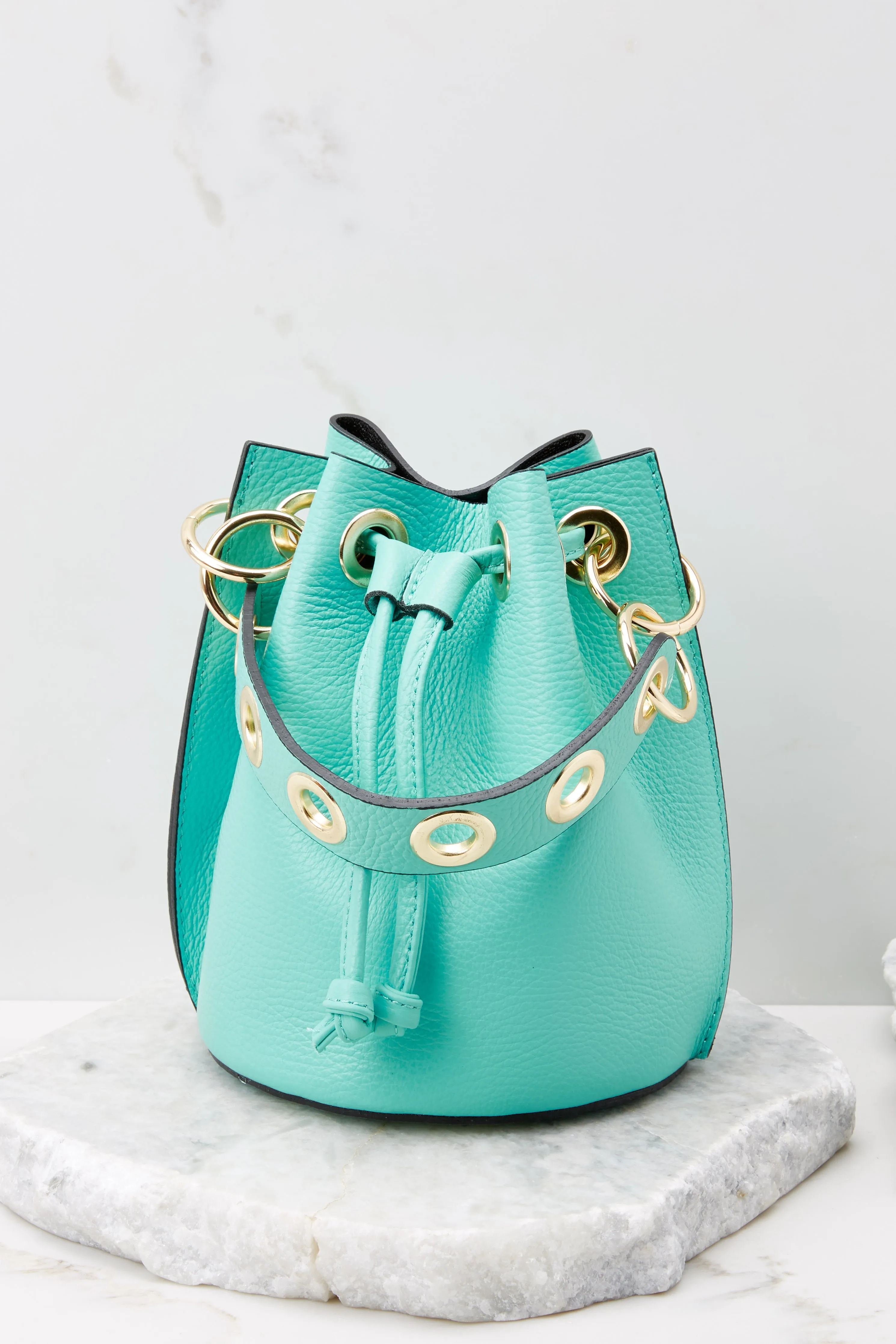 Drawn To You Aqua Blue Leather Bag