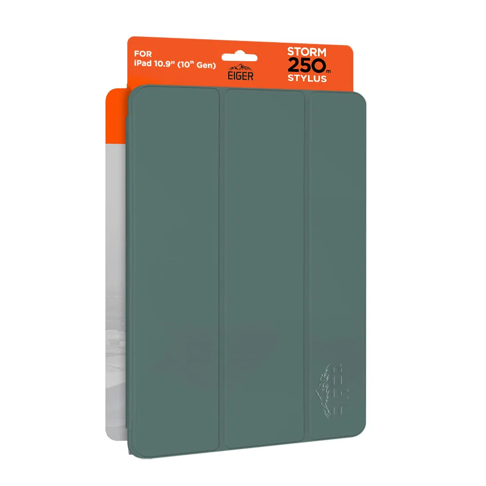 Eiger Storm 250m Stylus Case for Apple iPad 10.9 (10th Gen) in Dark Green in Retail Sleeve