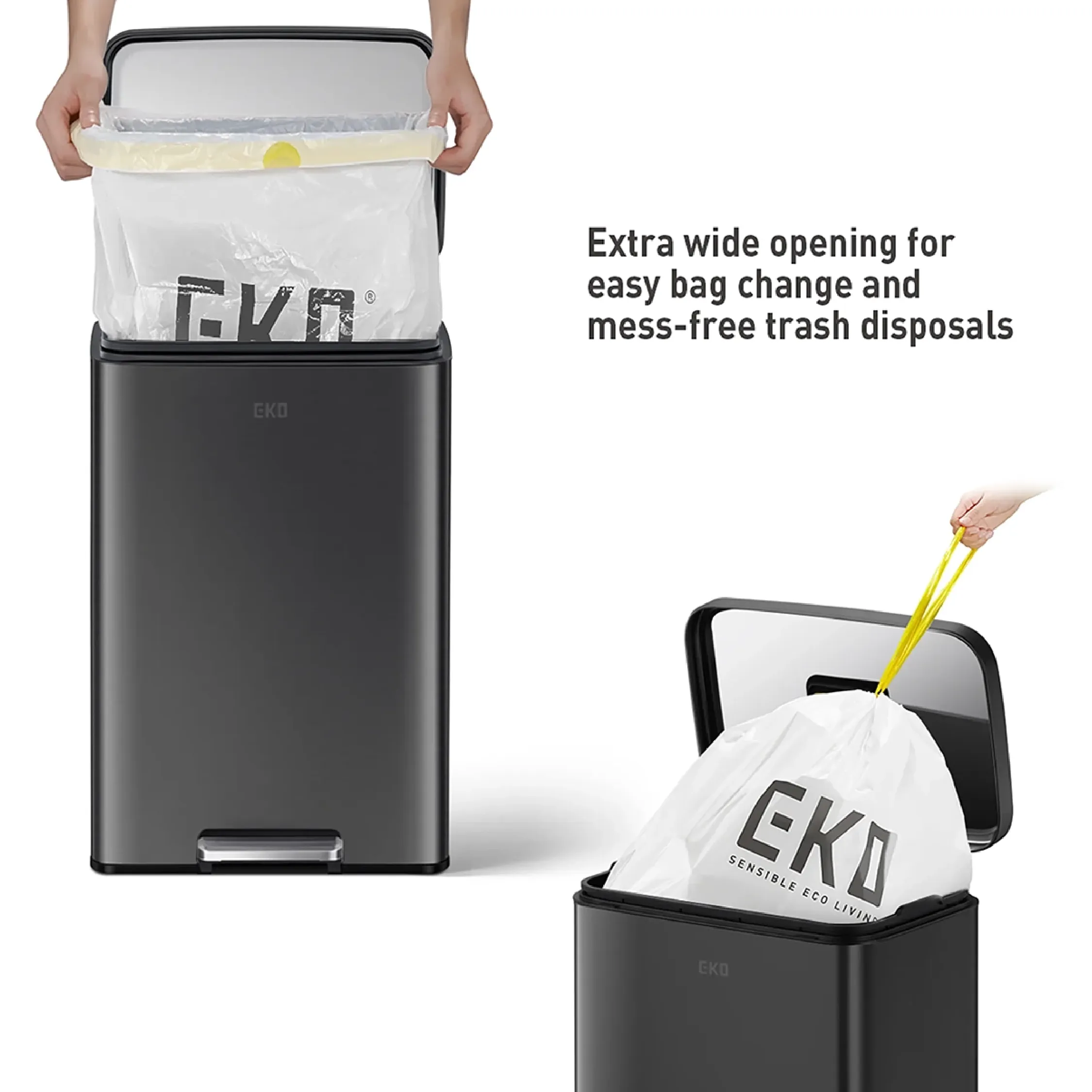 EKO Dustbin | Madison | EK9361 | Trash Bin | Waste Bin | Stainless Steel | Step Pedal Bin | Soft Closing