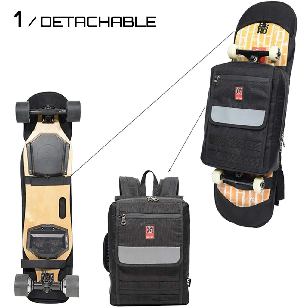 Electric Skateboard Longboard Waterproof Backpack Bag, Detachable, Backlight Enable, Fashion, Universal & Flexible to Most Brand Skateboards