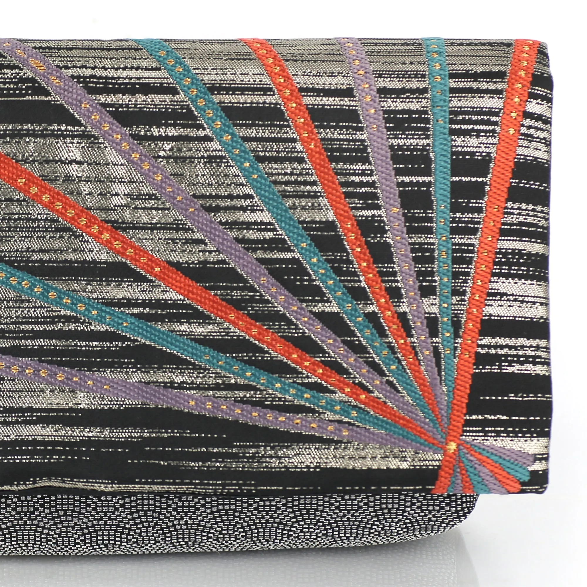 Envelope Clutch Bag with Japanese Opening Fan | Upcycled Kimono Obi Silk