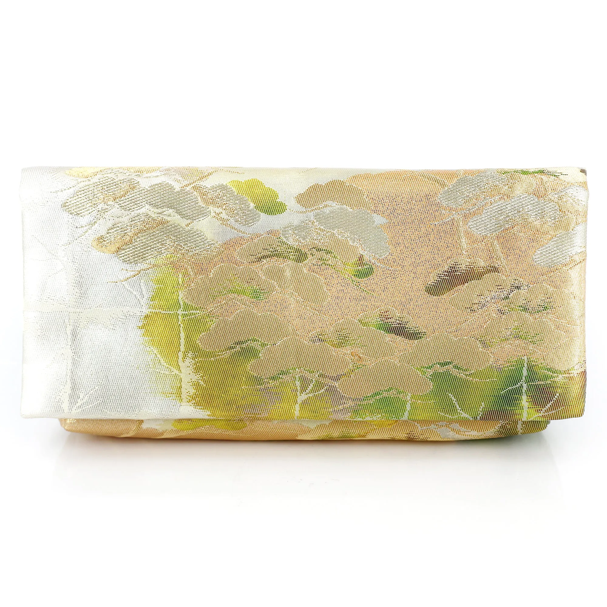 Envelope Clutch Bag with Pine Forest on Silver | Upcycled Kimono Obi Silk