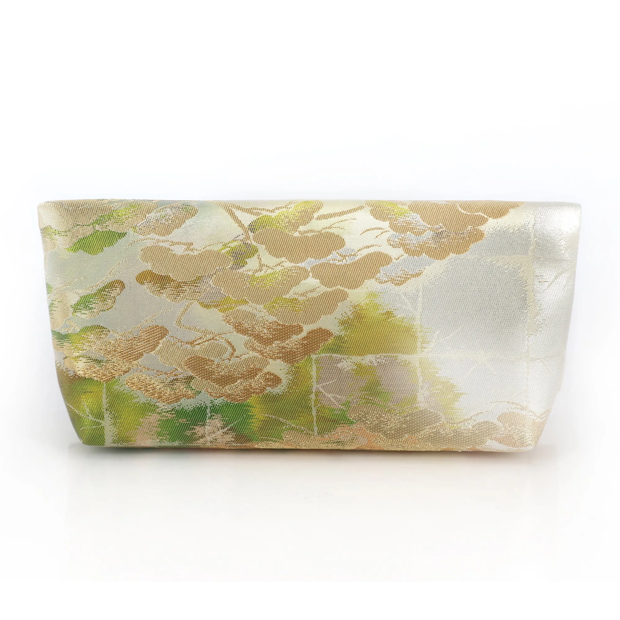 Envelope Clutch Bag with Pine Forest on Silver | Upcycled Kimono Obi Silk