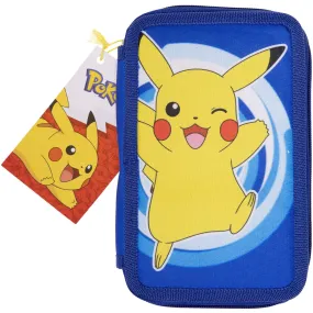 Euromic Pokémon Fyldt Pencil Case med 2 rum, 300D rich nylon, 19.5 x 12.5 x 5 cm