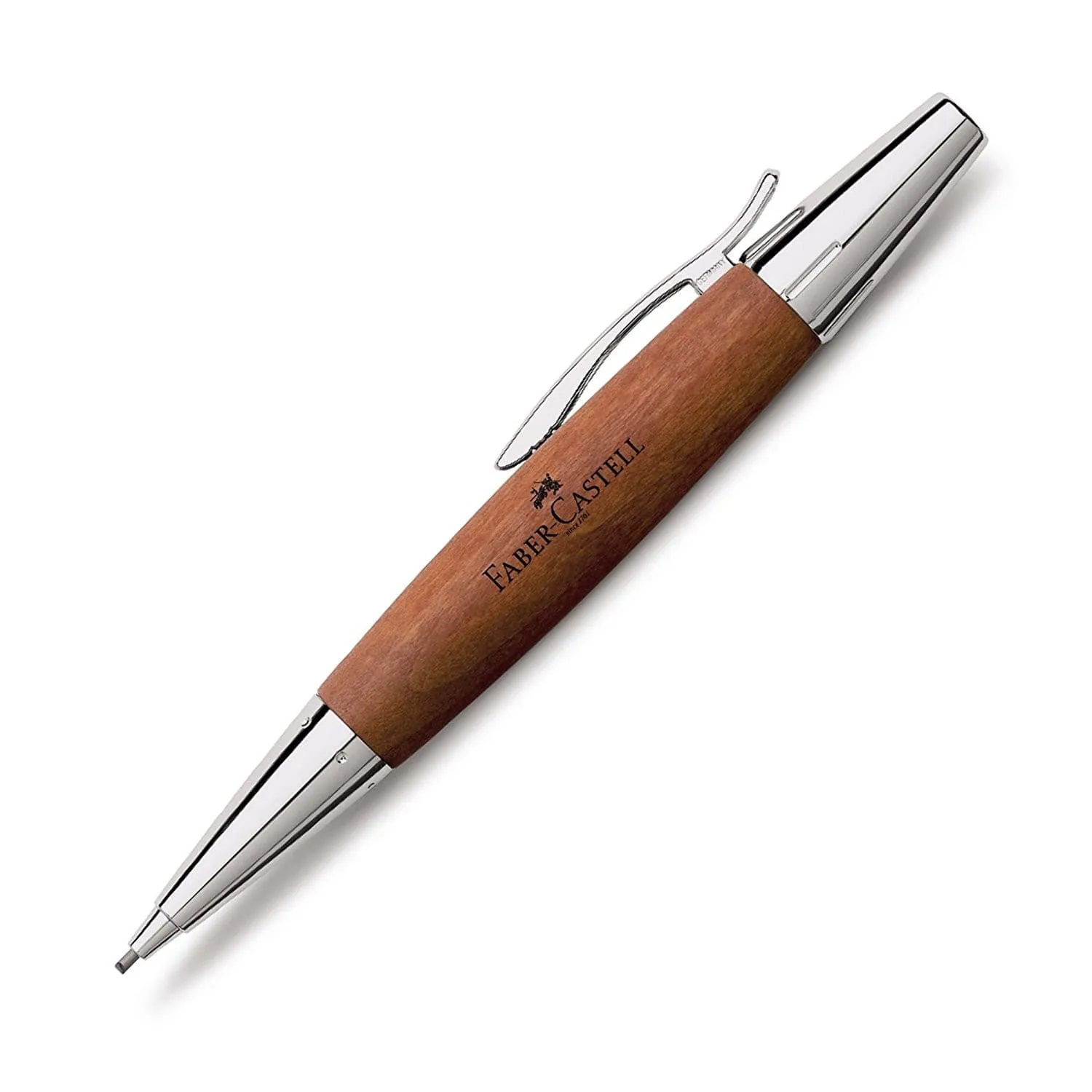 Faber-Castell E-Motion Mechanical Pencil in Wood & Chrome Brown - 1.4mm