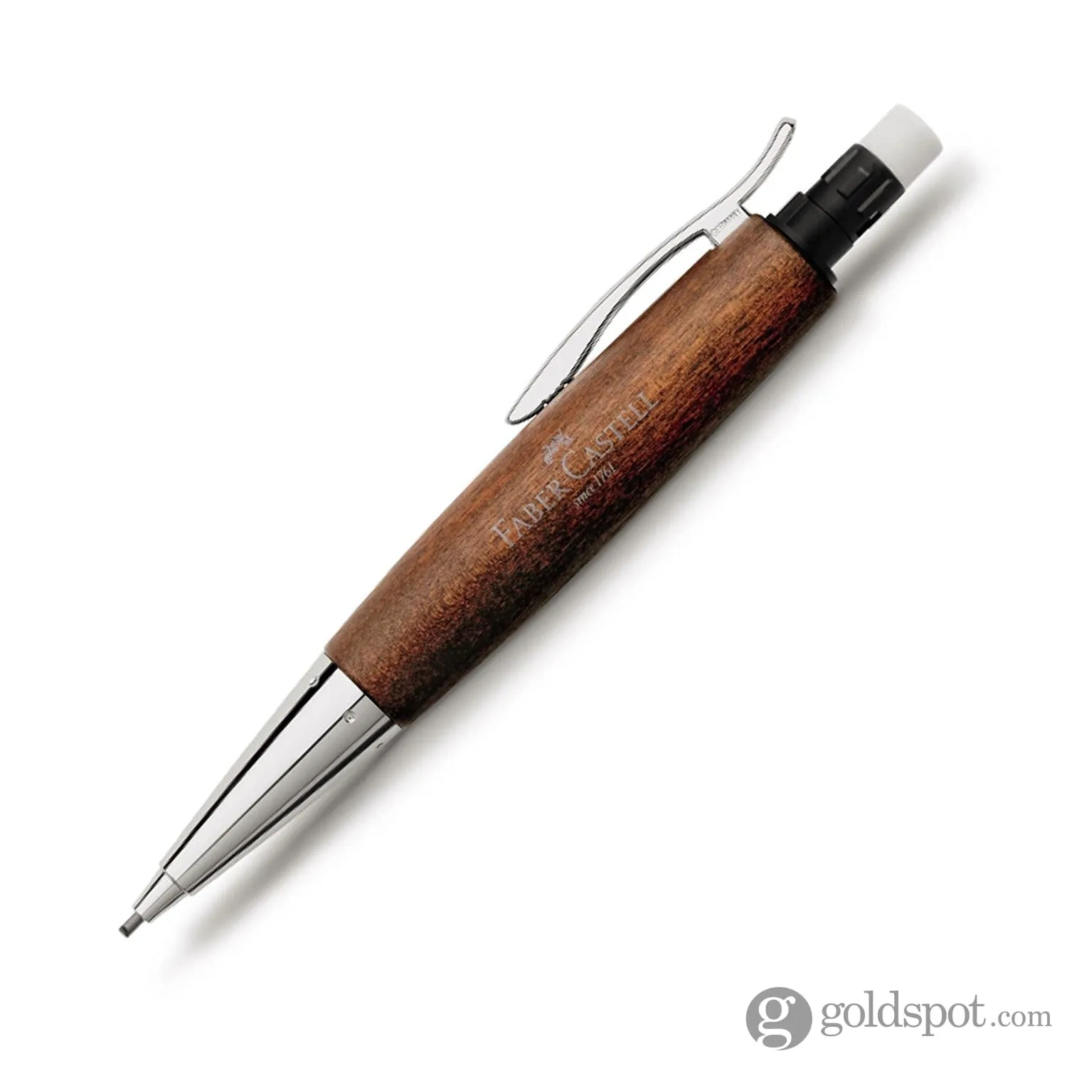 Faber-Castell E-Motion Mechanical Pencil in Wood & Chrome Brown - 1.4mm