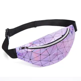 Fashionable Unisex Chest Bag Fanny Pack Waist Bag Waterproof Laser Bags(Purple  )