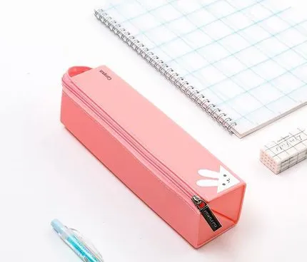 Female Student Silicone Pencil Case Square Waterproof Stationery Box