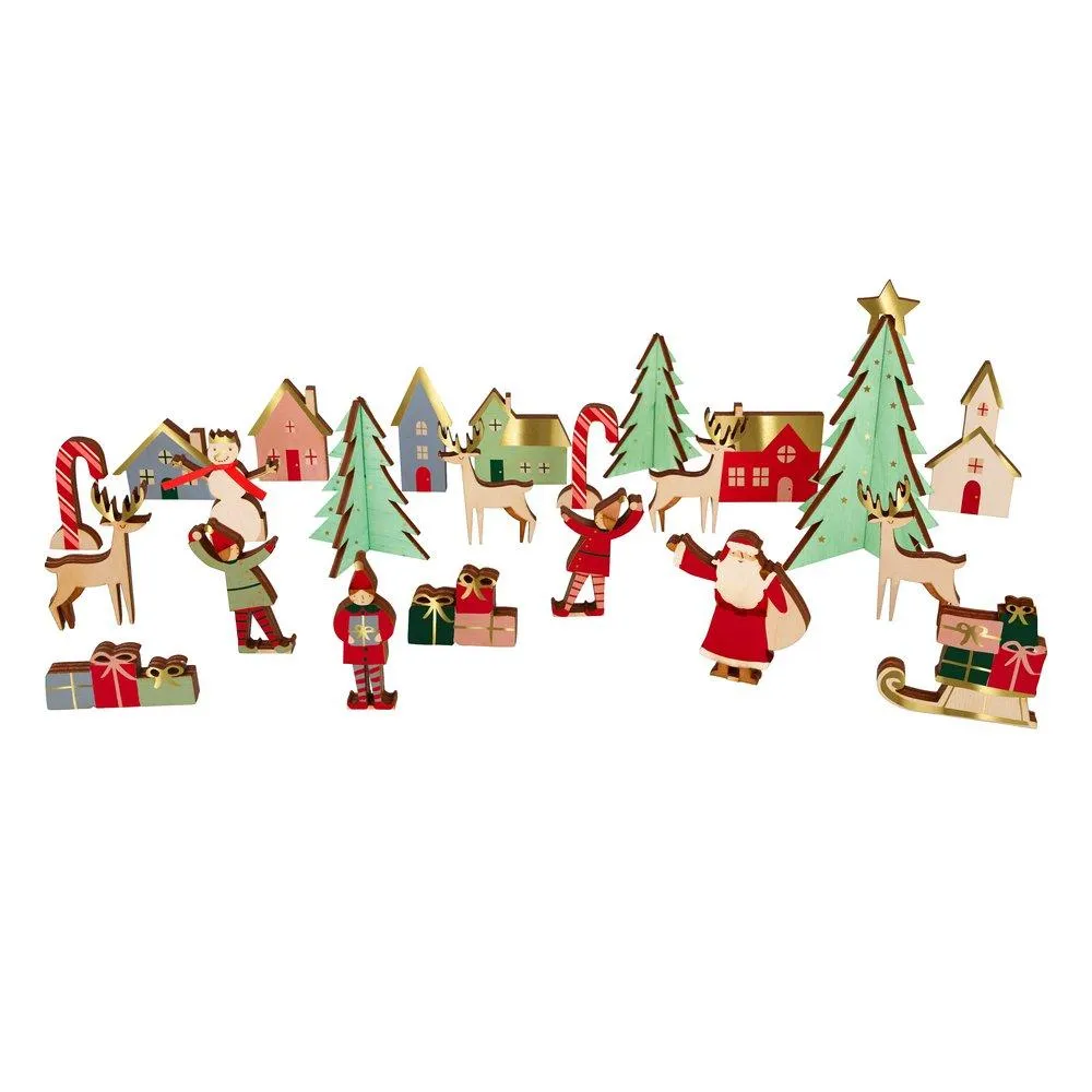 Festive Village Wooden Advent Calendar