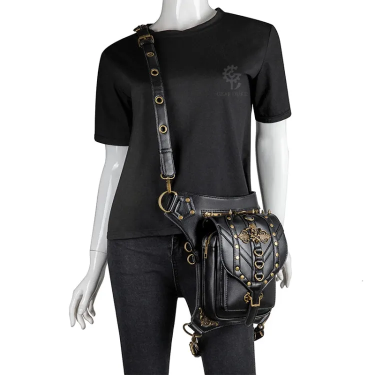 FHG131BK Skull Head Decoration Multi-function PU Leather One-shoulder Crossbody Bag Waist Bag for Ladies