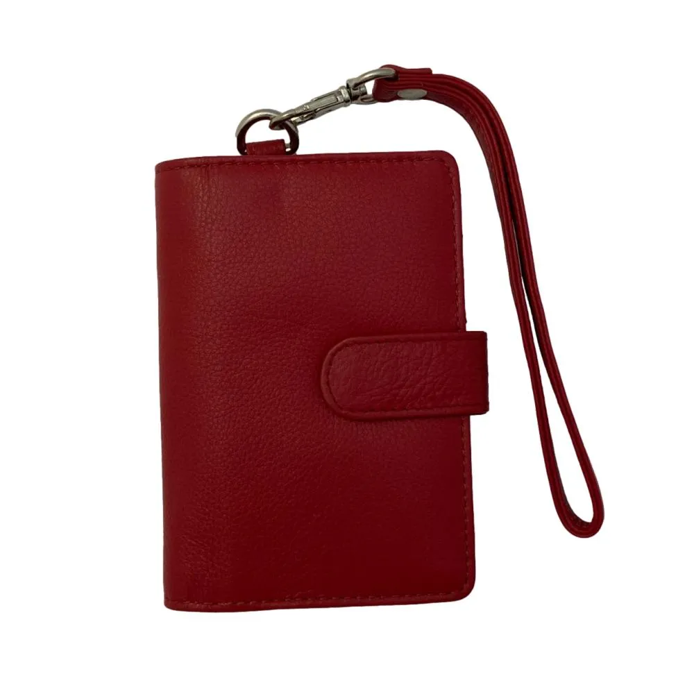 Fine Leather Clutch Wallet with Wrist Strap, Zipper Closures & Credit Card Pockets