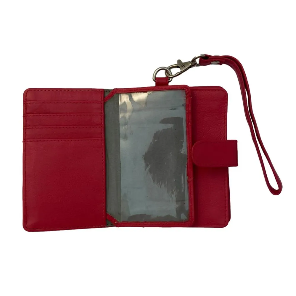 Fine Leather Clutch Wallet with Wrist Strap, Zipper Closures & Credit Card Pockets