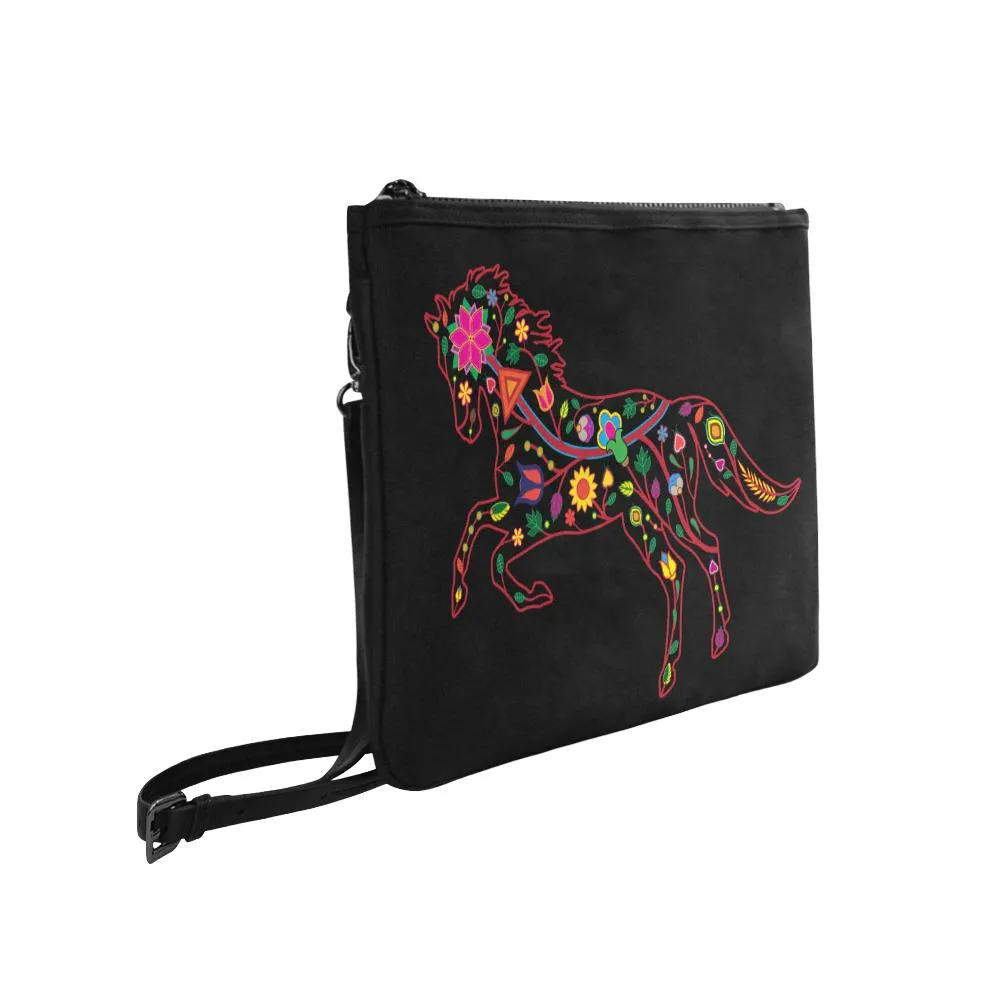 Floral Horse Slim Clutch Bag