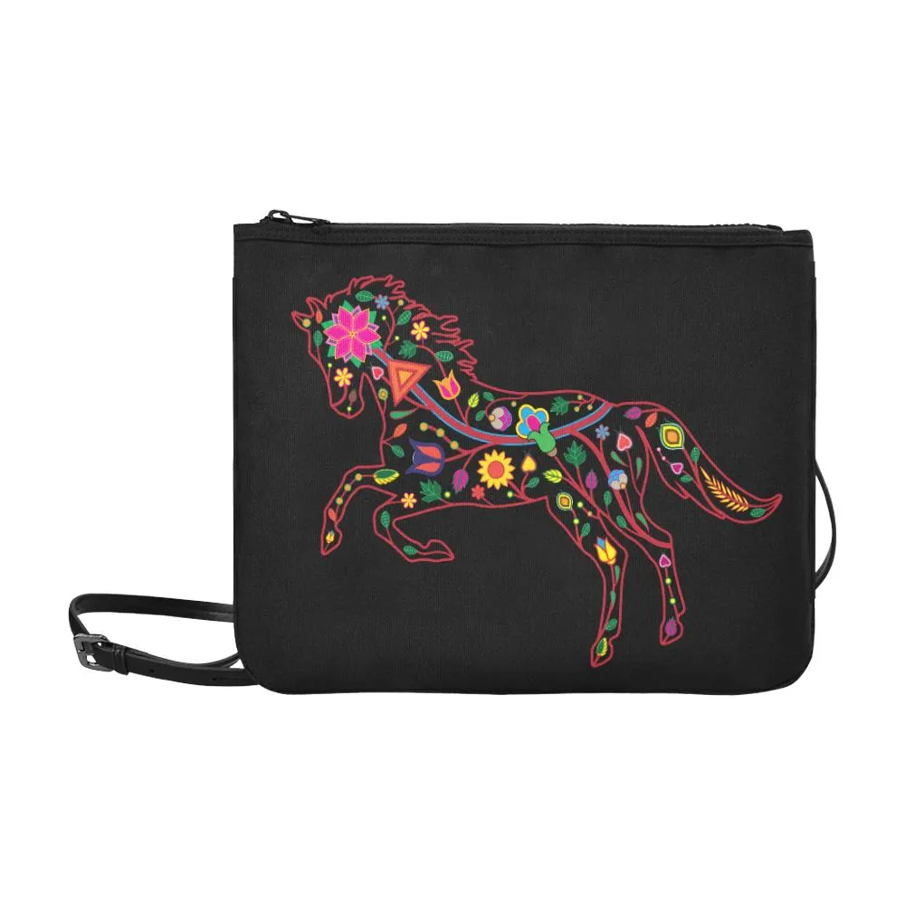 Floral Horse Slim Clutch Bag