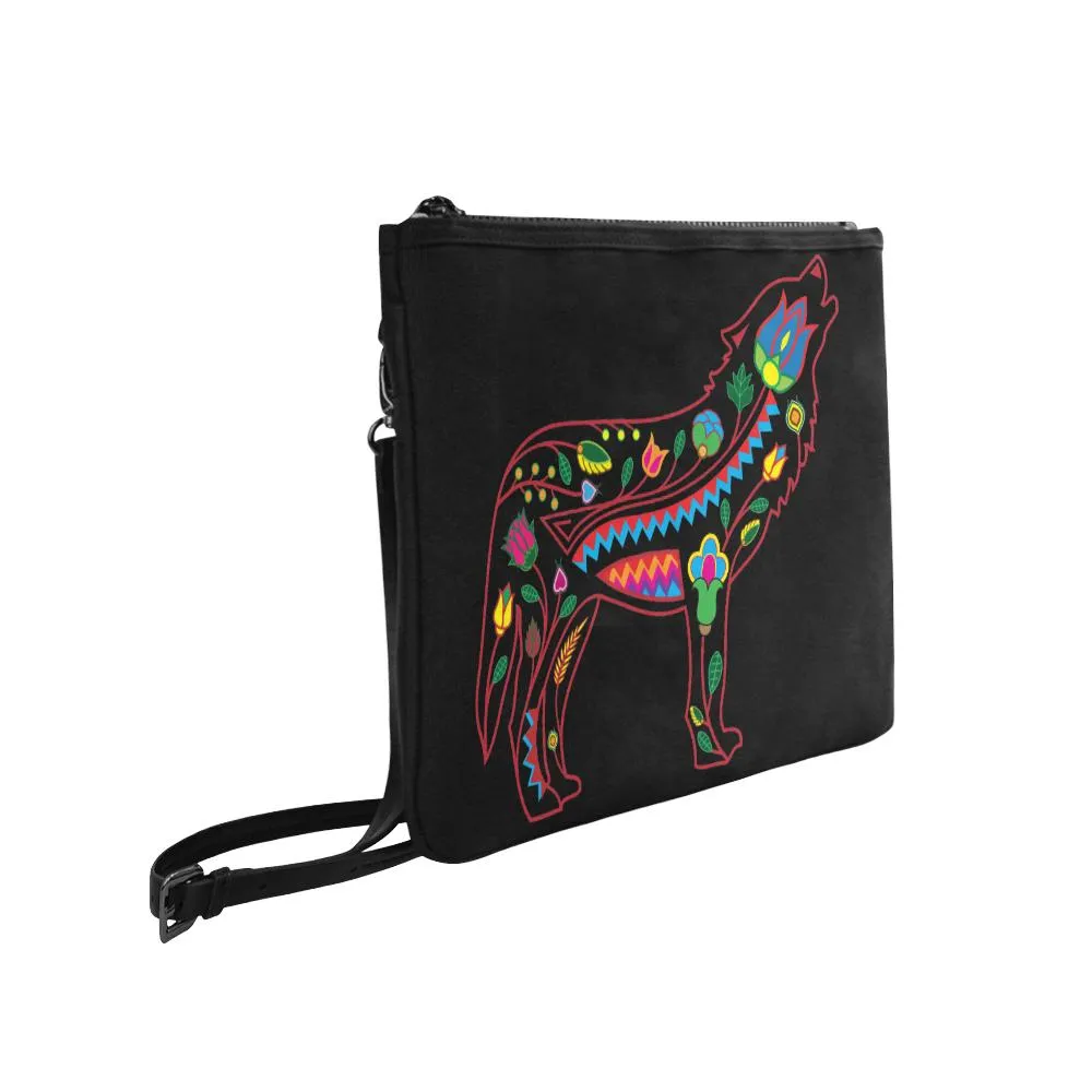 Floral Wolf Slim Clutch Bag