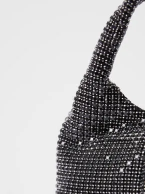 French Connection Diamante Bucket Bag-Black-SBXAG