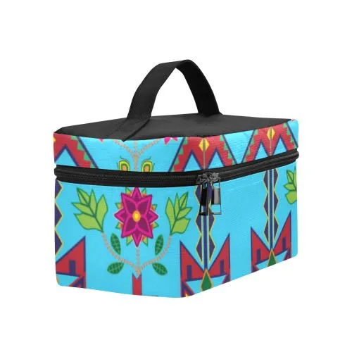 Geometric Floral Spring-Sky Blue Cosmetic Bag/Large