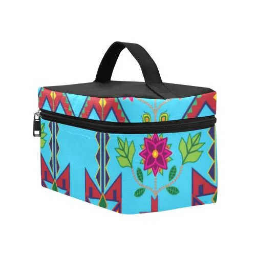 Geometric Floral Spring-Sky Blue Cosmetic Bag/Large