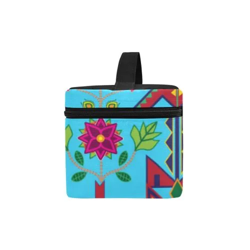 Geometric Floral Spring-Sky Blue Cosmetic Bag/Large