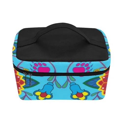 Geometric Floral Winter-Sky Blue Cosmetic Bag/Large