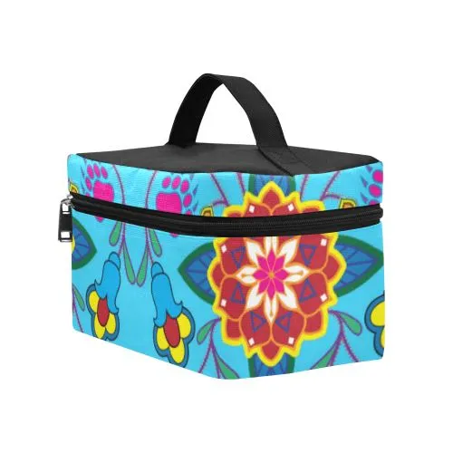 Geometric Floral Winter-Sky Blue Cosmetic Bag/Large