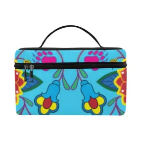 Geometric Floral Winter-Sky Blue Cosmetic Bag/Large