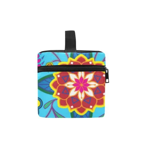 Geometric Floral Winter-Sky Blue Cosmetic Bag/Large