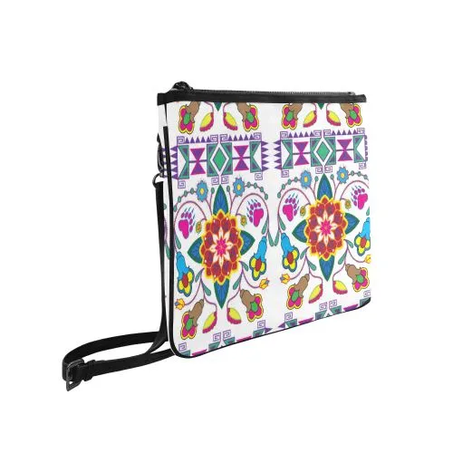 Geometric Floral Winter-White Slim Clutch Bag