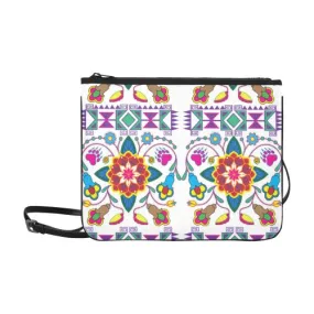 Geometric Floral Winter-White Slim Clutch Bag