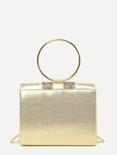 Gold glitter ring handle chain mini bag