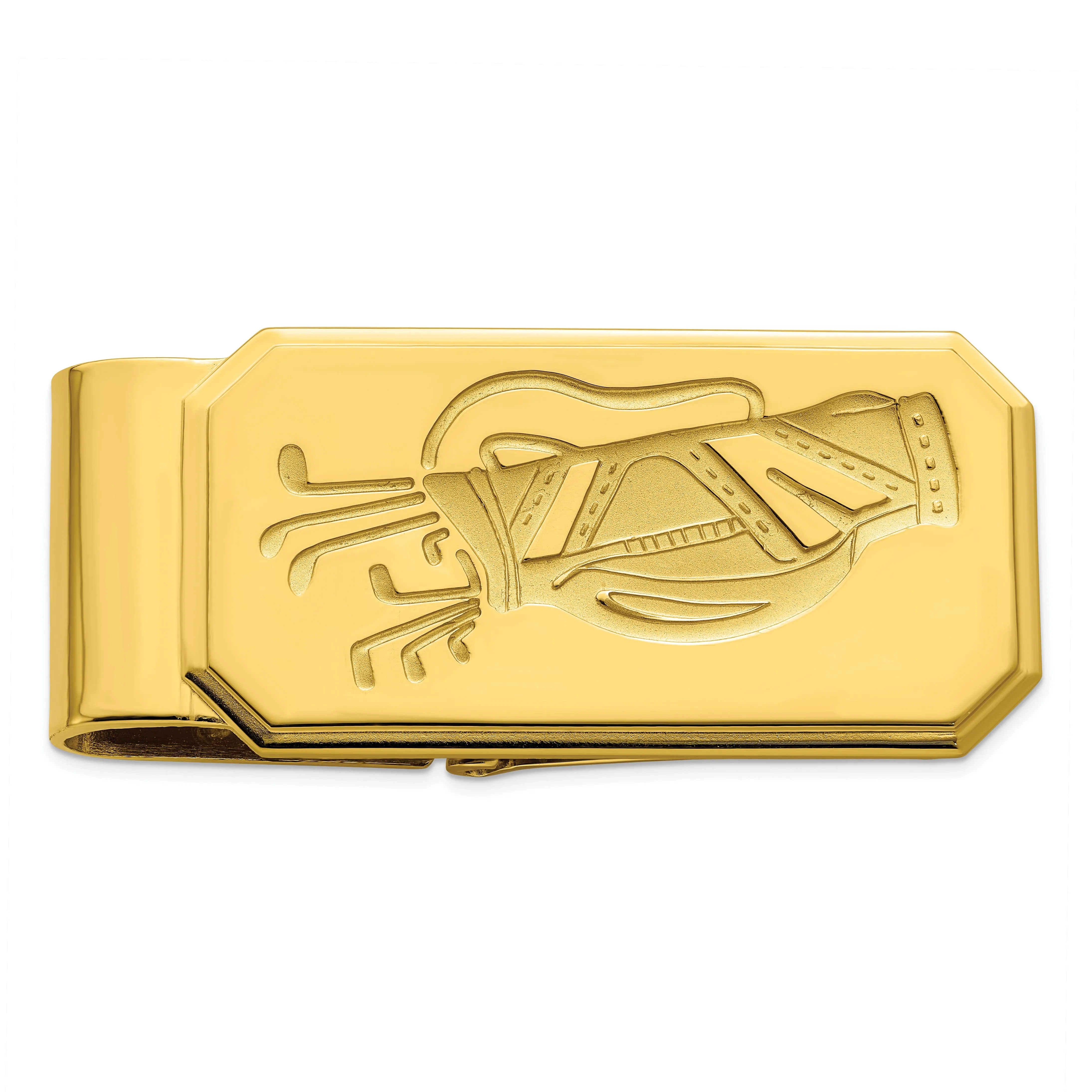 Gold Plated Golf Bag Hinged Money Clip