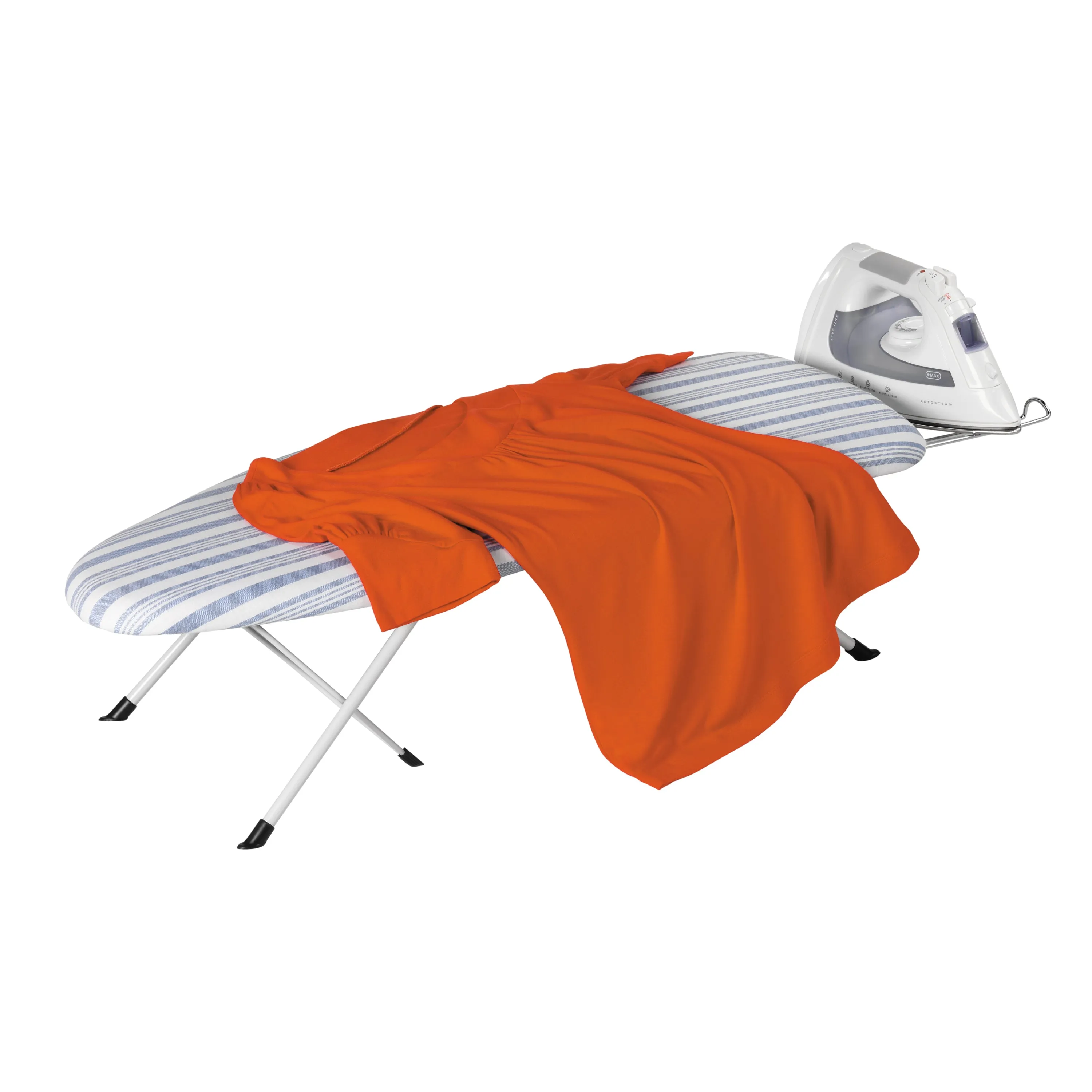 Gray Stripe Folding Tabletop Ironing Board with Iron Rest