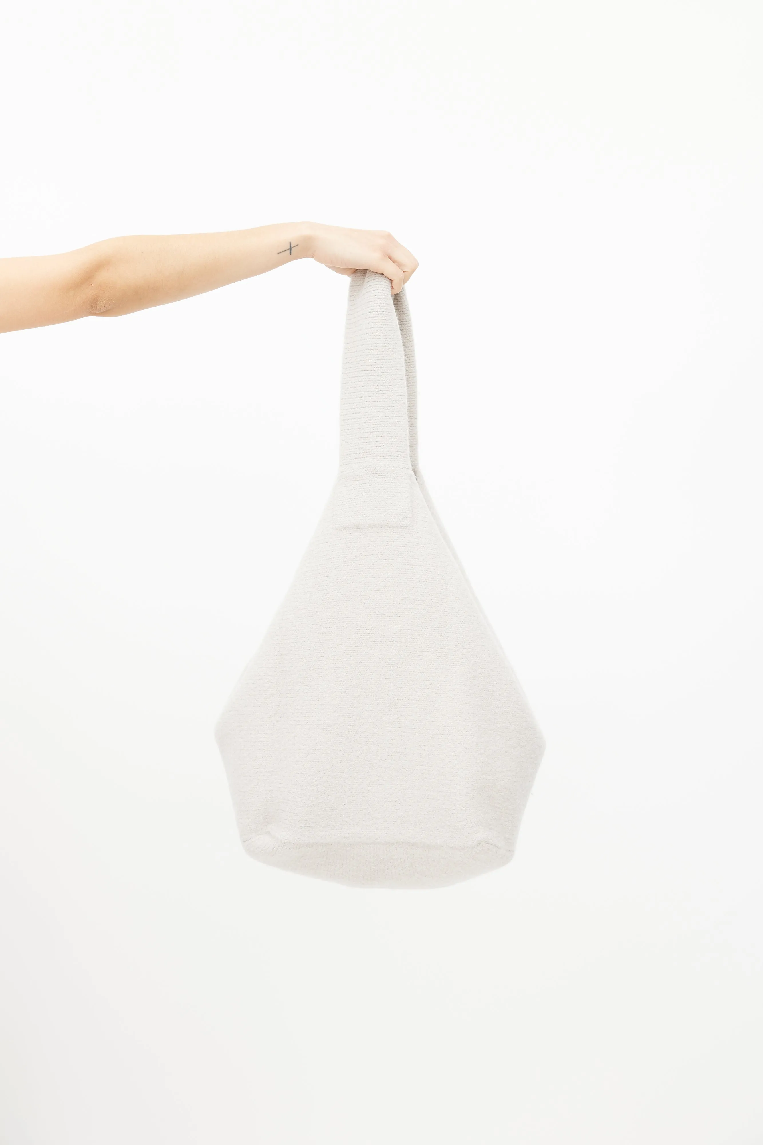 Grey Knit Bucket Tote Bag