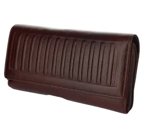 Handcrafted Leather Clutch For Women - Brown 4 Compartment Bag 7.5x4 Inches, Genuine Leather